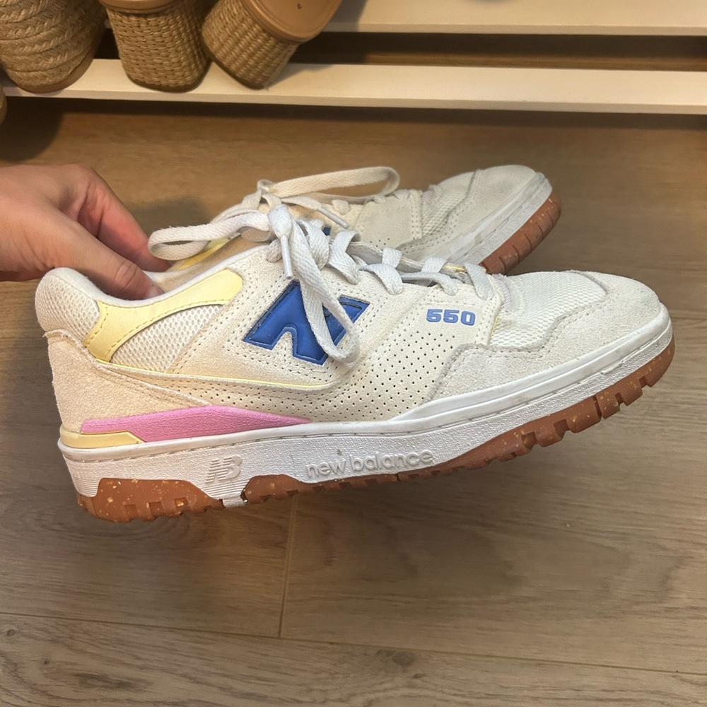 New Balance 550 Sneakers with Blue and Pink Highlights